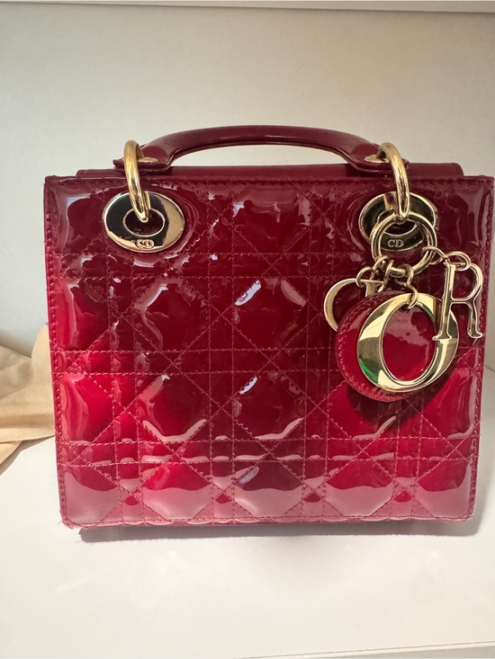 Dior Handbags - Dior Patent Cannage Top-Handle Tote in Deep Red with Gold Hardware